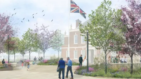 A CGI image of the new community garden