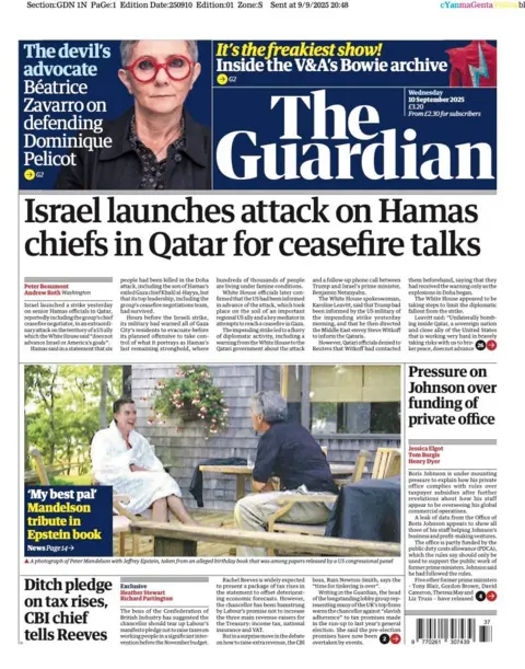  "Israel launches attack on Hamas chiefs in Qatar for ceasefire talks".