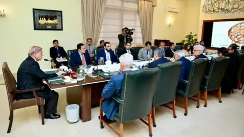 PM Office Officials sitting around a long table