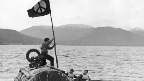 Protesters on a boat 