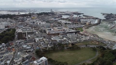 Jersey aerial of St Helier and People's Park