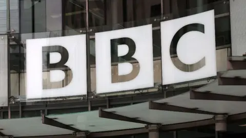 BBC logo seen on the exterior of New Broadcasting House