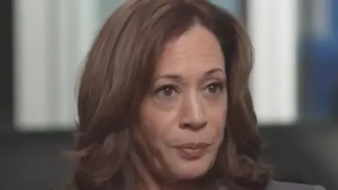 Close up of Kamala Harris' face