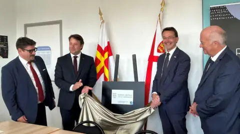 Bureau des Iles Anglo-Normandes Jersey's Economy Minister Kirsten Morel and Loig Chesnais-Girard, president of the Brittany region opened the desk