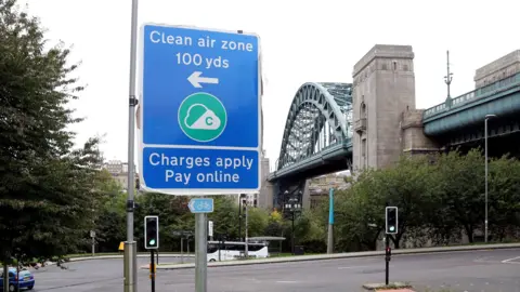 Newcastle City Council New sign warning drivers of the Newcastle Clean Air Zone. 