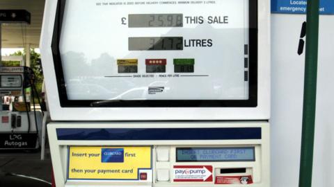 A pay at the pump machine in a Tesco supermarket