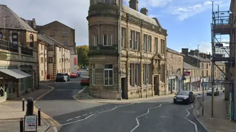 Street view image of Burnley Road in Padiham, near the junction with Ightenhill Street 