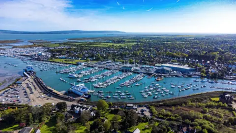 Getty Images Aerial Photo of the coast of the Solent with the Isle of Wight on horizon