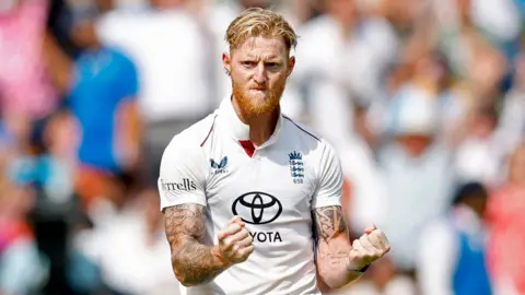England captain Ben Stokes celebrates taking a wicket