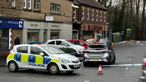 Dan Entwisle Officers remain at the scene in Ponteland while investigations continue