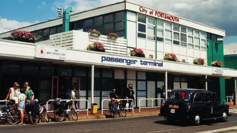 Portsmouth International Port The frontage of the passenger terminal, possibly in the 90s.