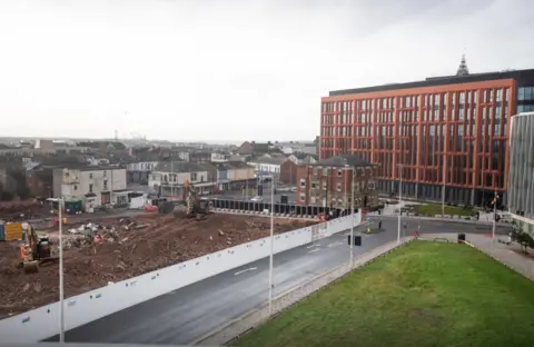 LDRS An aerial shot of buildings have been demolished in the centre of Blackpool