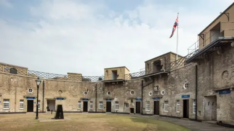 Historic England The inner courtyard of the fort, as seen from the floor level.