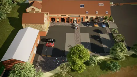 Swann Ltd Artists impression of new building with expansion and people