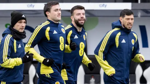 Scotland's Kieran Tierney, John Souttar, Grant Hanley and Scott McKenna