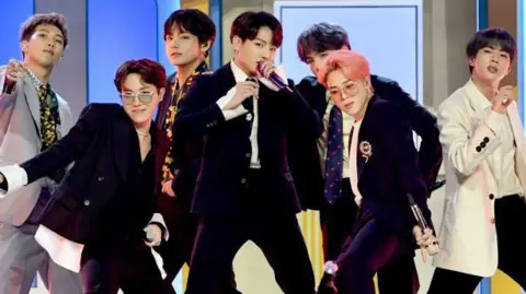 BTS perform onstage during the 2019 Billboard Music Awards at MGM Grand Garden Arena on May 01, 2019 in Las Vegas, Nevada.