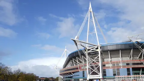 The exterior of the Principality Stadium in Cardiff. 