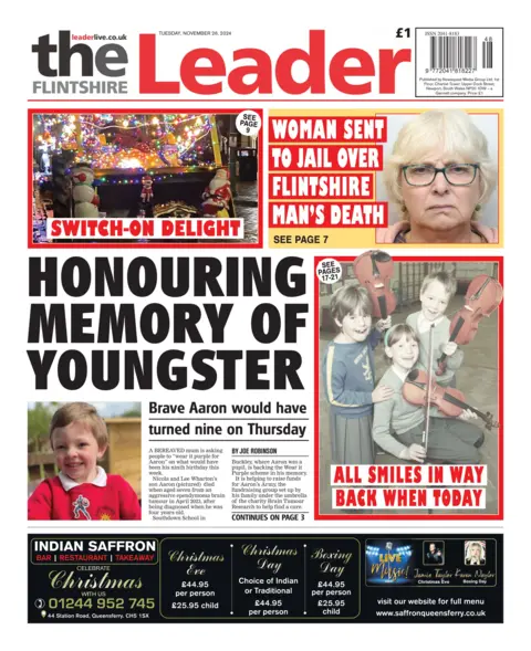 Flintshire Leader Front page of the Flintshire Leader