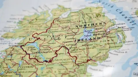 Getty Images Map showing border around Northern Ireland