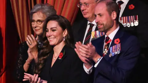 PA Catherine, the Princess of Wales stands next to the Prince of Wales in attendance at the Remembrance event.