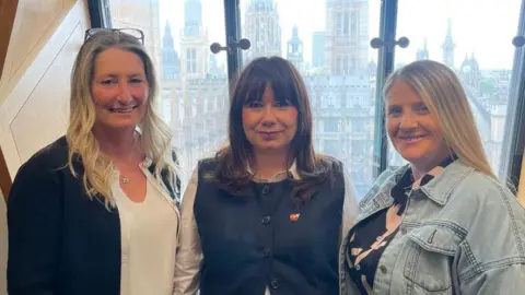 Heather Lafferty Cheryl Korbel, Anneliese Midgley and Antonia Elverson photographed at the House of Commons.