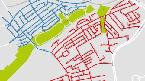 A map showing the Stoke and Stonehouse areas of Plymouth. It details which roads in the areas will be lowered to 20mph.