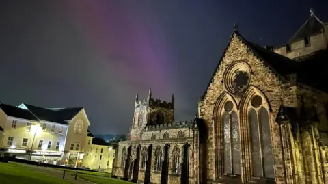 Sam Jones Northern Lights over Bangor Cathedral