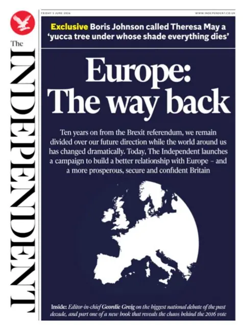 "Europe: The way back," reads the headline on the front page of the Independent. 