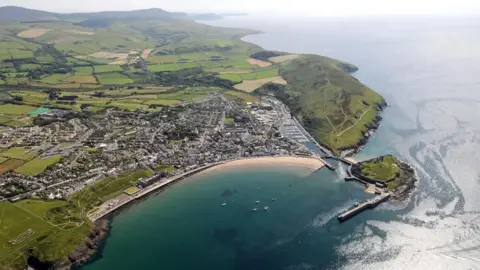 Manx Scenes Aerial view of Peel Bay