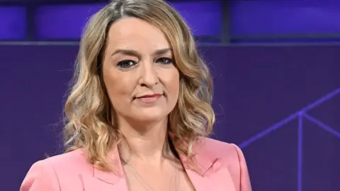 BBC Laura Kuenssberg pictured successful  the studio