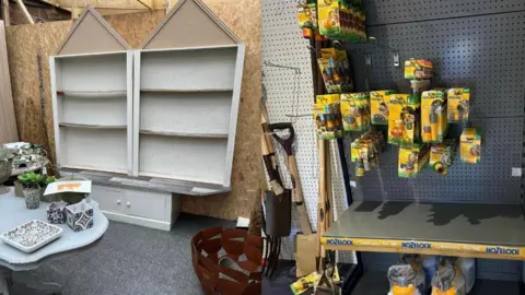 Bloom There are two images of empty shelves 