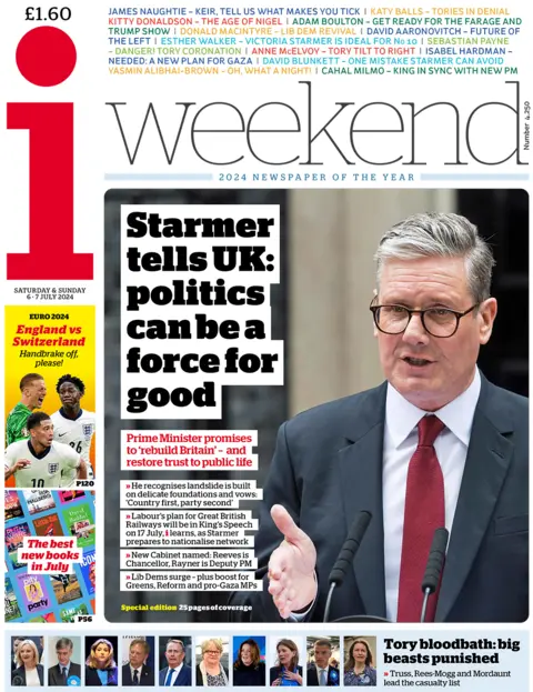 Front page of the i for 6 July