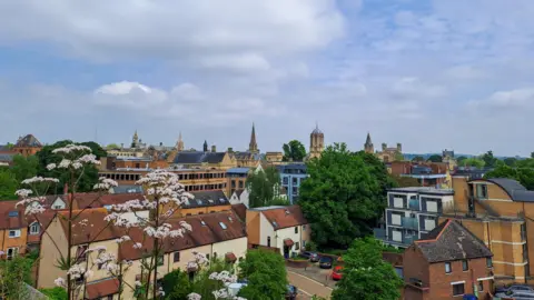 TUESDAY - Oxford's skyline from an elevated position