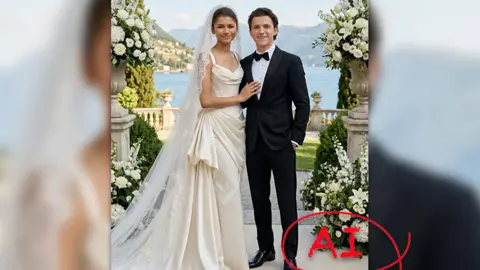 An AI created image of Zendaya and Tom Holland getting married