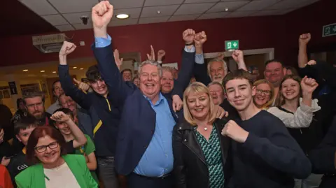 PA Images Ciaran Mullooly celebrates after being elected as an MEP