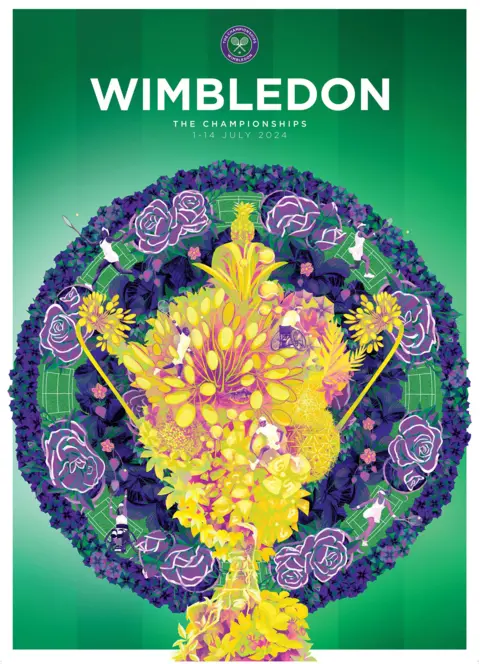 AELTC An intricately-painted design, including flowers, tennis courts and a trophy