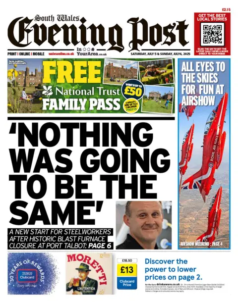 South Wales Evening Post South Wales Evening Post front page headline: 'Nothing was going to be the same'