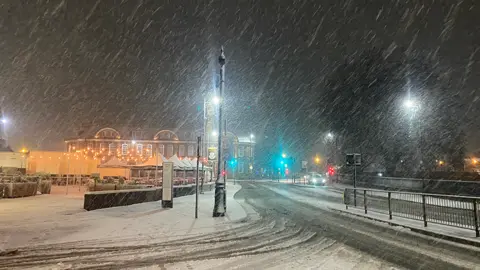 A snow covered street