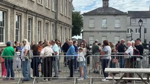 Long queue of people