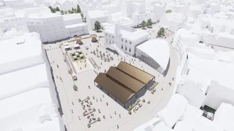 Leicester City Council An artist's impression of the new planned marketplace layout viewed from above