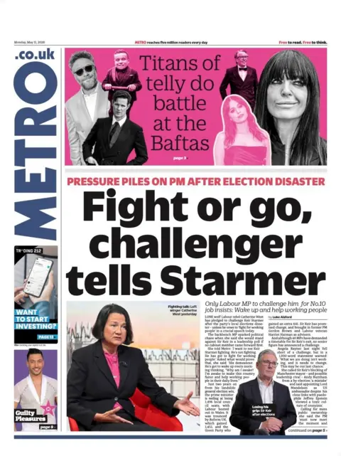 c424e270-4cb1-11f1-bd52-e755d604ece4.jpg The Papers: Original 'Labour leadership rivals circle' and 'Golden boys' on Baftas red carpet