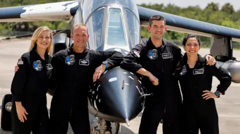 Reuters Anna Menon, Scott Poteet, commander Jared Isaacman and Sarah Gillis, crew members of Polaris Dawn