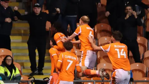 Blackpool celebrate against Port Vale