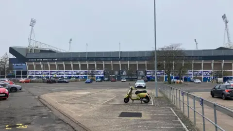Luke Deal/BBC Portman Road car park with Ipswich Town's Cobbold Stand in background
