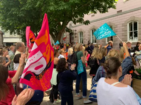 BBC Teachers on strike in Jersey