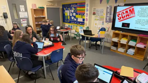  Pupils taking part in online safety class 