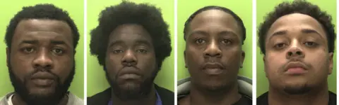 Nottinghamshire Police Police mugshots of four young men