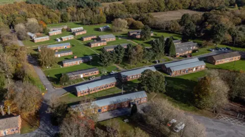 Getty Images An aerial view of buildings at Crowborough army training camp on October 28, 2025 in Crowborough