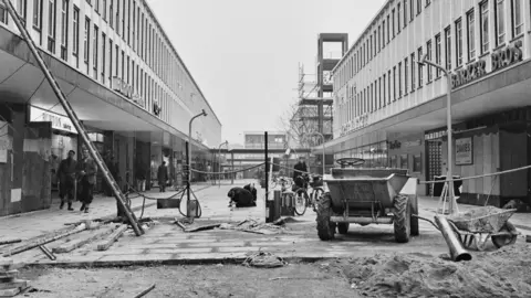 Getty Images A black and white photo shows construction work in Stevenage