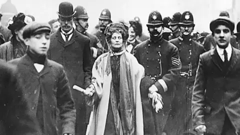 Emmeline Pankhurst being arrested
